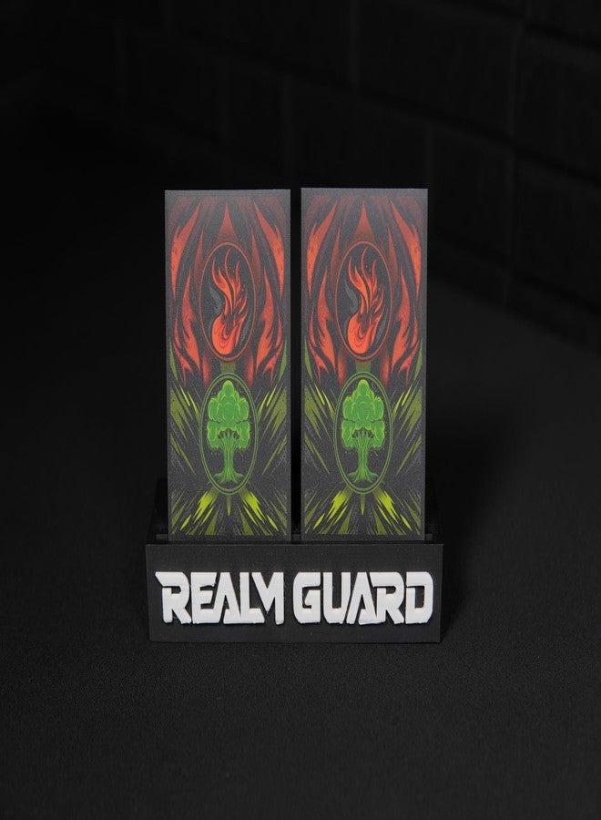 Realm Guard - 100 قطعة من أغطية بطاقات TCG/MTG الفنية ذات الملمس غير اللامع (أحمر وأخضر) - Image 2